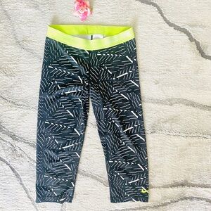 💕Nike Dri-Fit Black/Yellow Print Sports Leggings SZ L